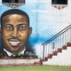 A mural depicting Ahmaud Arbery on July 17, 2020 in Brunswick, Georgia. Gregory McMichael, Travis McMichael, and William ‘Roddie’ Bryan appeared before a judge for the murder of Ahmaud Arbery.